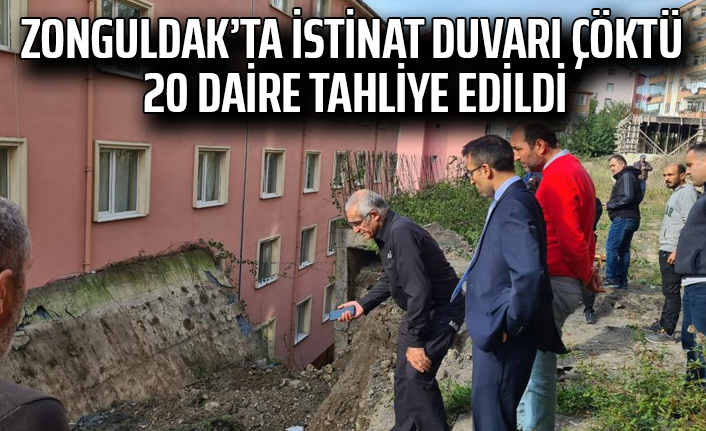 Zonguldak’ta istinat duvarı çöktü: 20 daire tahliye edildi