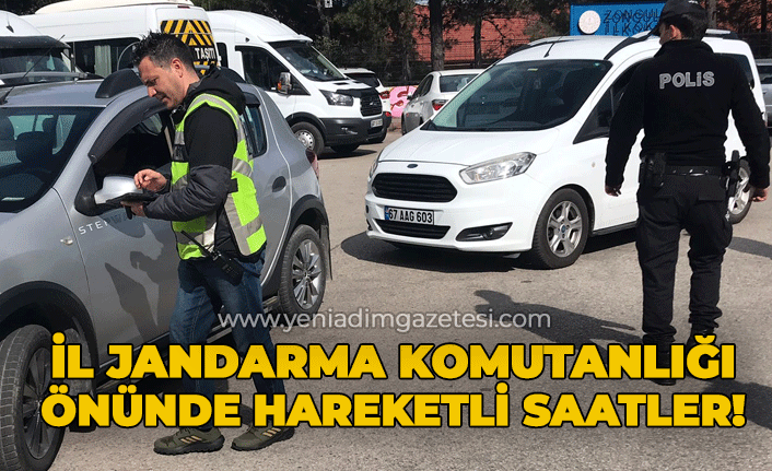 Zonguldak İl Jandarma Komutanlığı önünde hareketli saatler